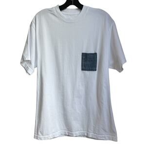 White T-Shirt with denim Pocket medium